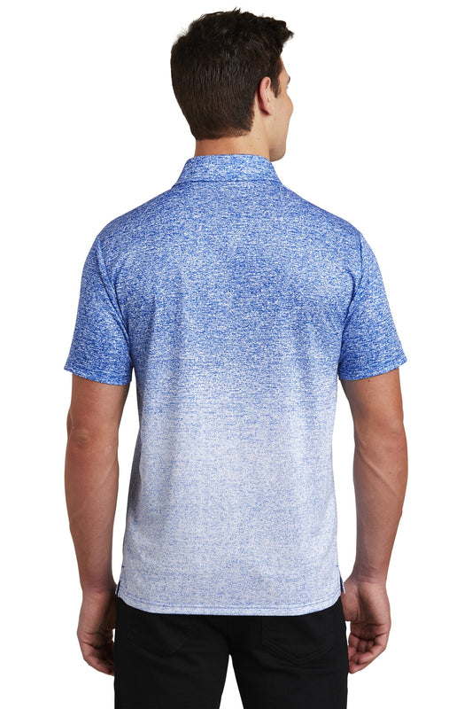 Sport-Tek Ombre Heather Polo. ST671 White/ True Royal