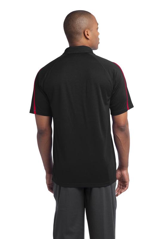 Sport-Tek PosiCharge Micro-Mesh Colorblock Polo. ST685 Black/ Red