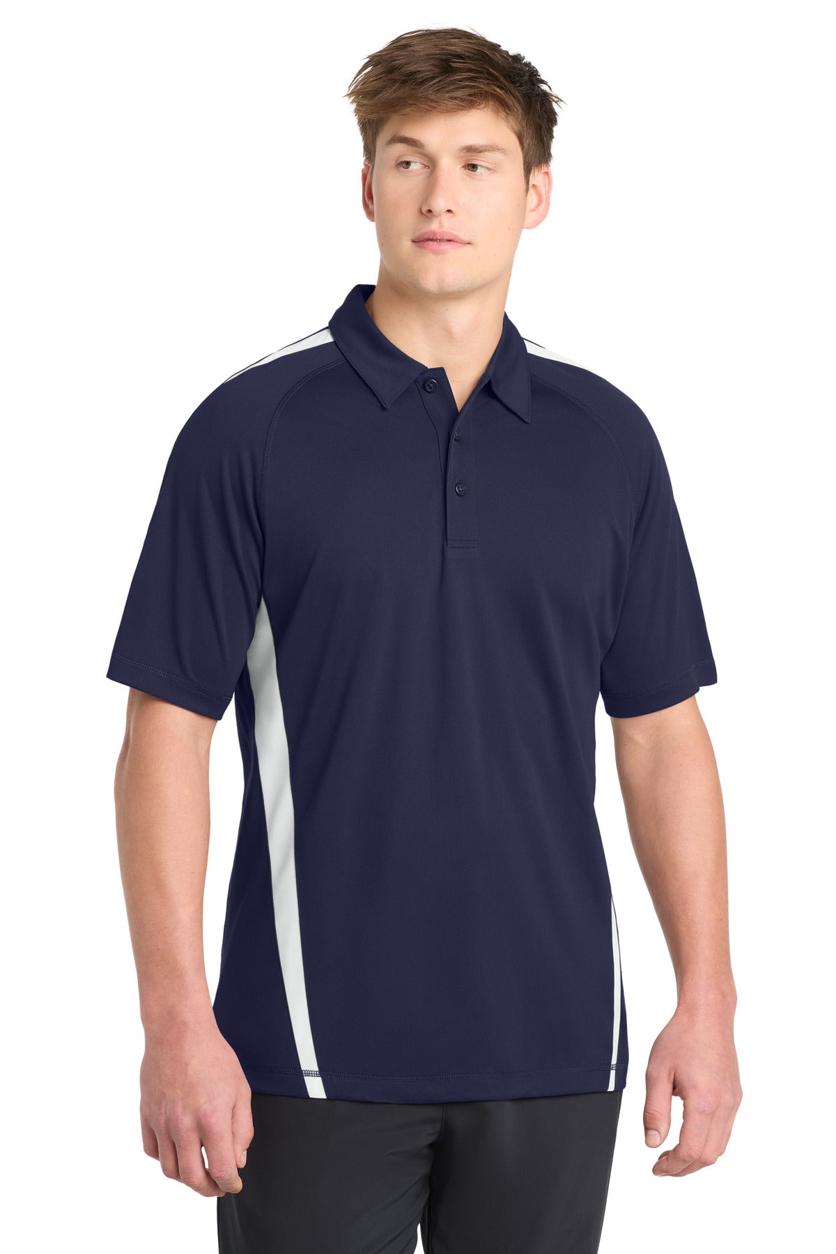 Sport-Tek PosiCharge Micro-Mesh Colorblock Polo ST685 True Navy/ White