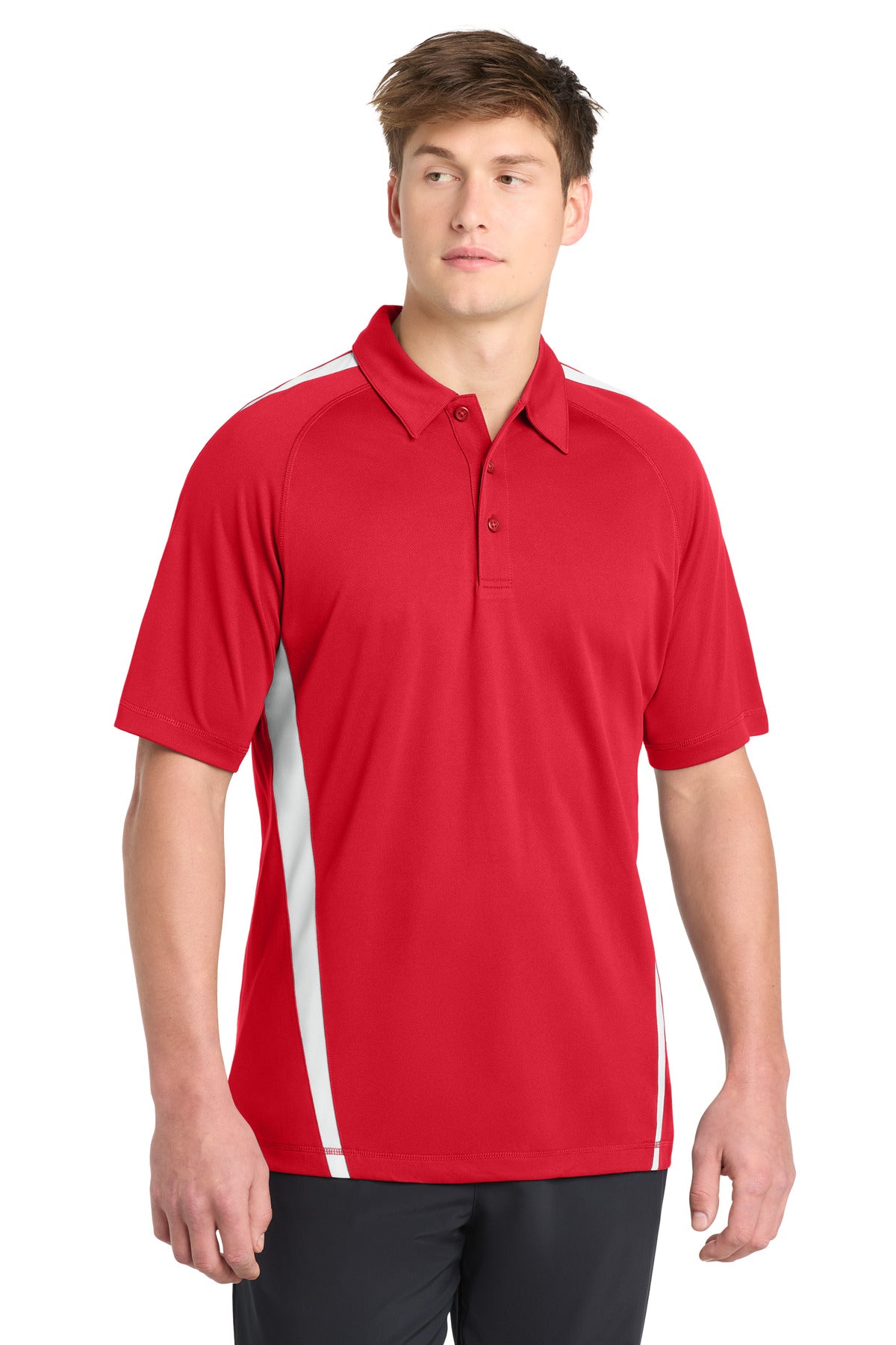 Sport-Tek PosiCharge Micro-Mesh Colorblock Polo ST685 True Red/ White