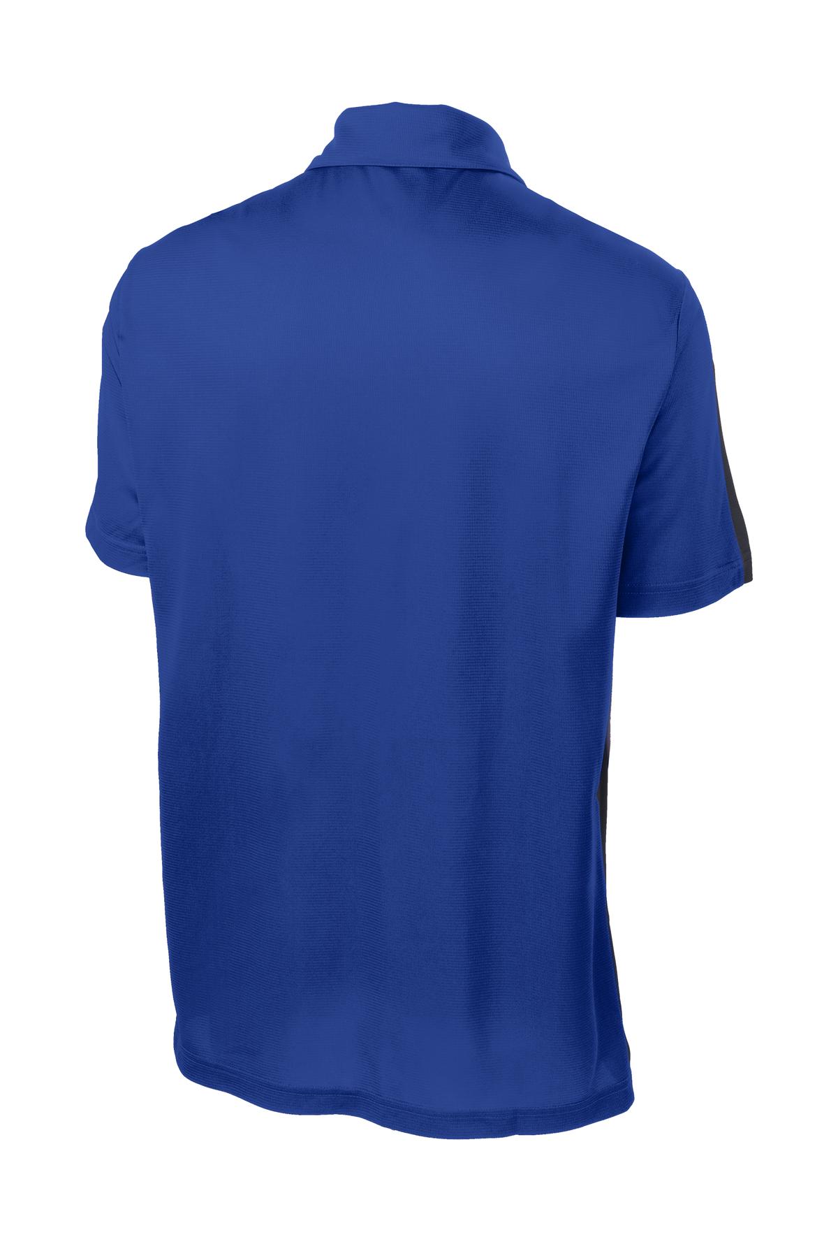 Sport-Tek PosiCharge Active Textured Colorblock Polo. ST695 True Royal/ Grey