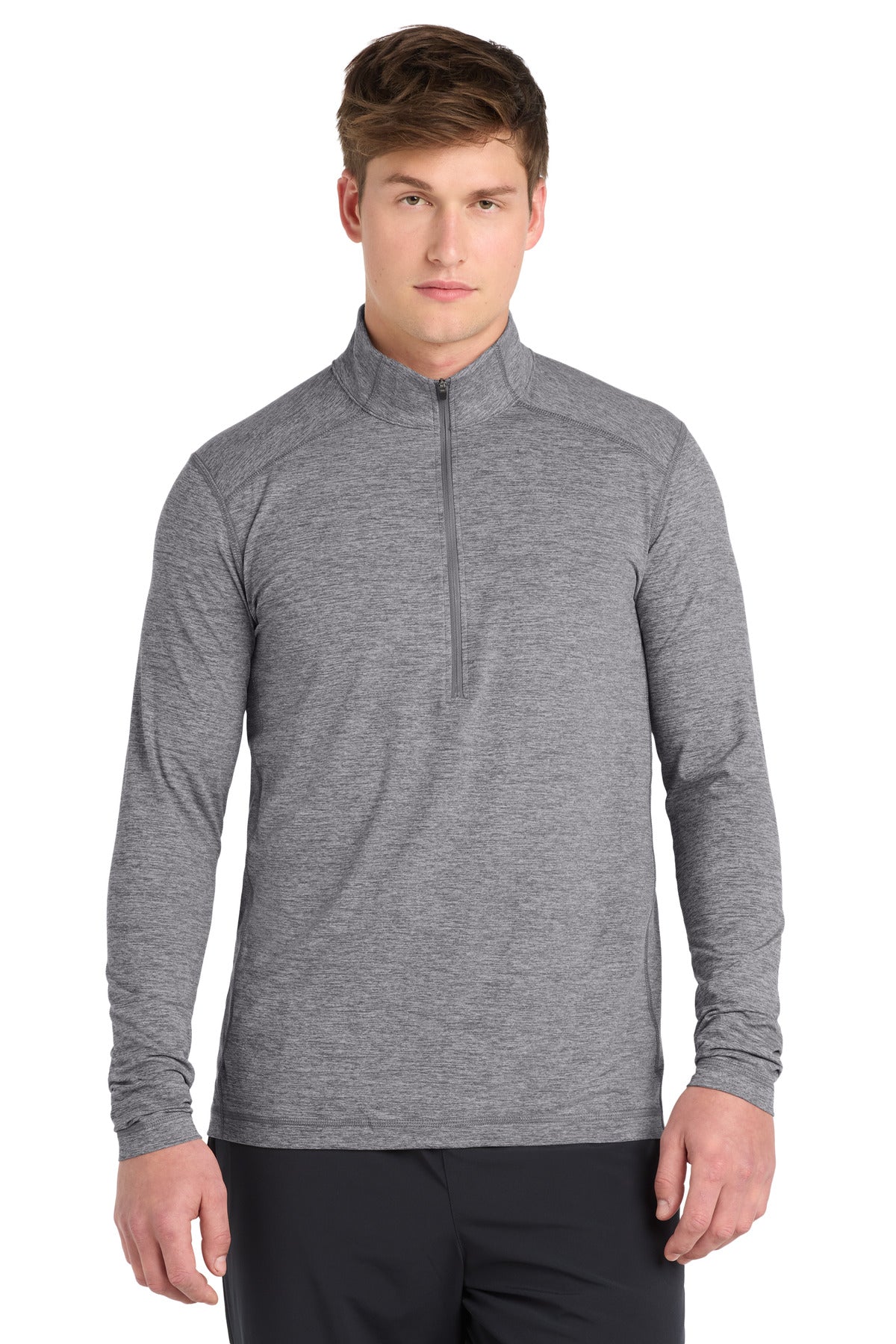 Sport-Tek Exchange 15 Long Sleeve 1/2-Zip ST711 Grey Heather
