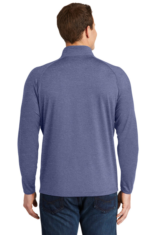 Sport-Tek Sport-Wick Stretch 1/4-Zip Pullover. ST850 True Navy Heather