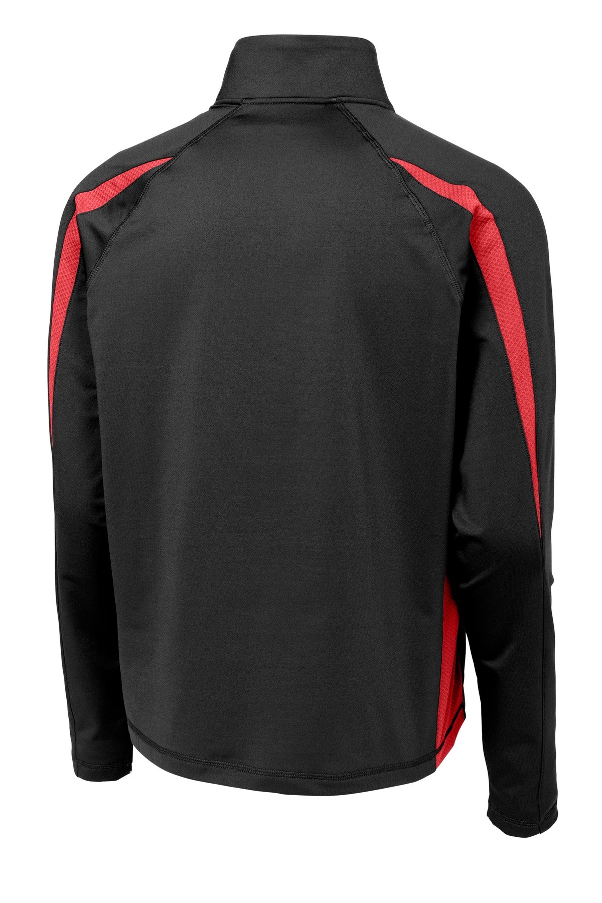 Sport-Tek Sport-Wick Stretch 1/2-Zip Colorblock Pullover. ST851 Black/ True Red