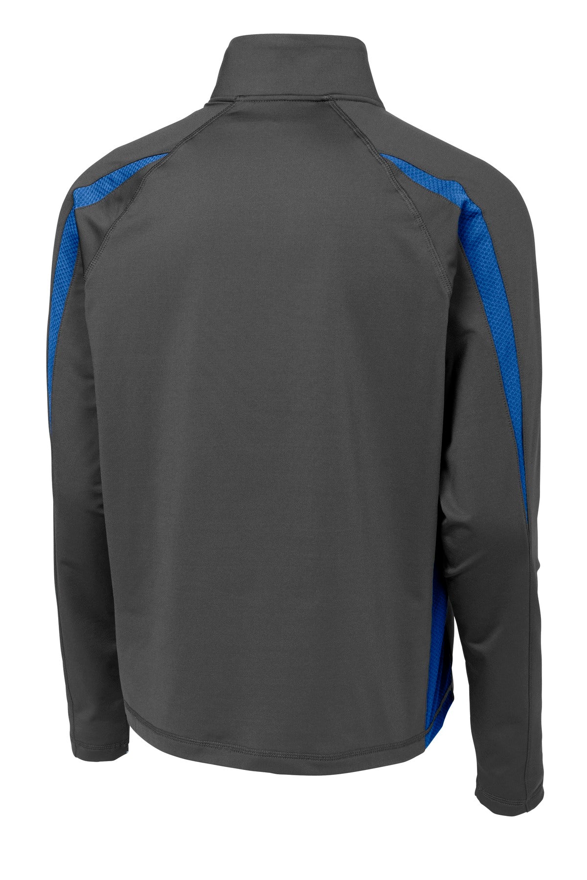 Sport-Tek Sport-Wick Stretch 1/2-Zip Colorblock Pullover. ST851 Charcoal Grey/ True Royal