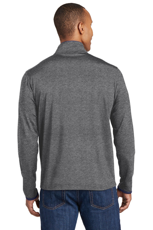 Sport-Tek Sport-Wick Stretch Contrast Full-Zip Jacket. ST853 Charcoal Grey Heather/ True Navy