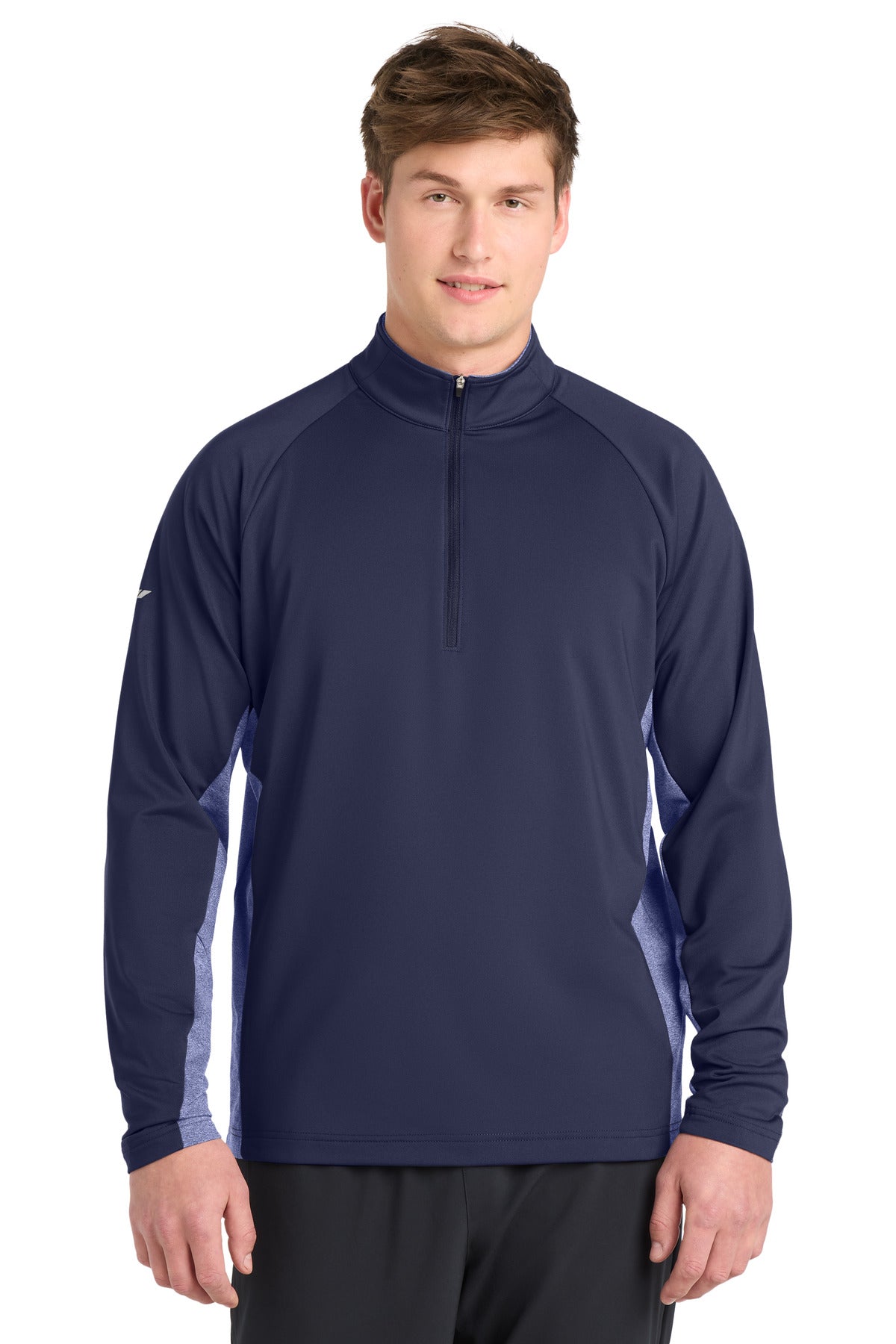 Sport-Tek Sport-Wick Stretch Contrast 1/4-Zip Pullover ST854 True Navy/ True Navy Heather