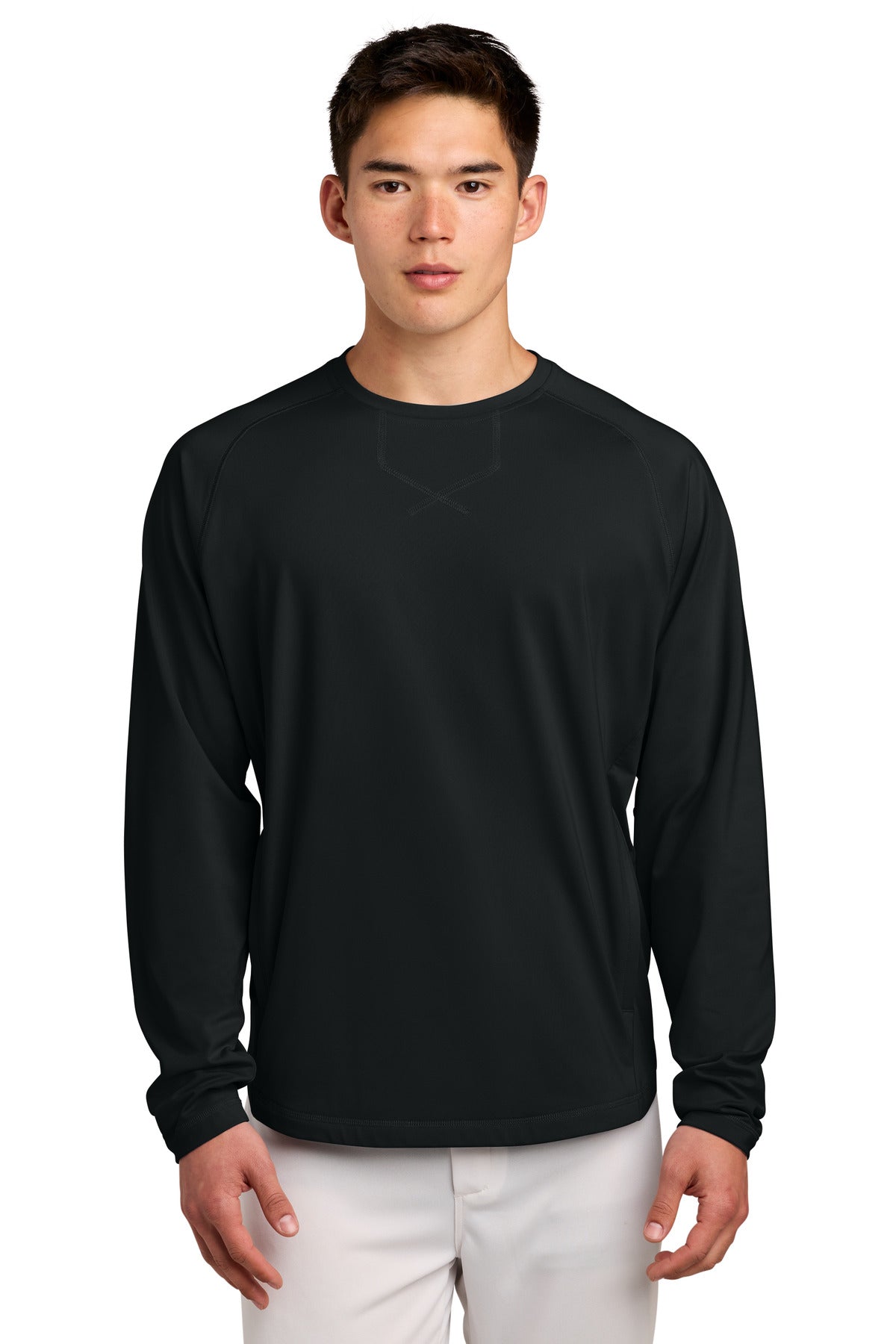 Sport-Tek Sport-Wick Stretch Pocketed Crewneck ST859 Black