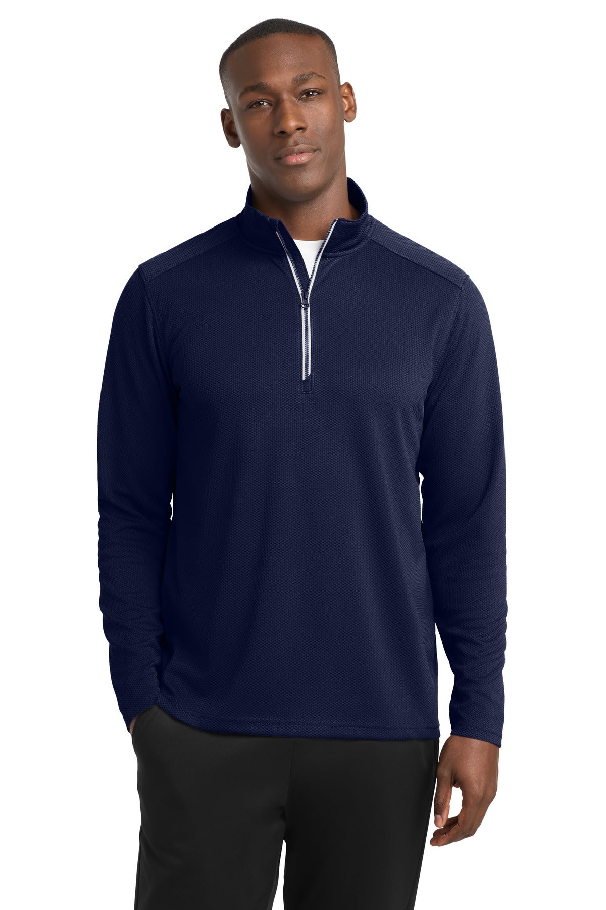 Sport-Tek Sport-Wick Textured 1/4-Zip Pullover ST860 True Navy