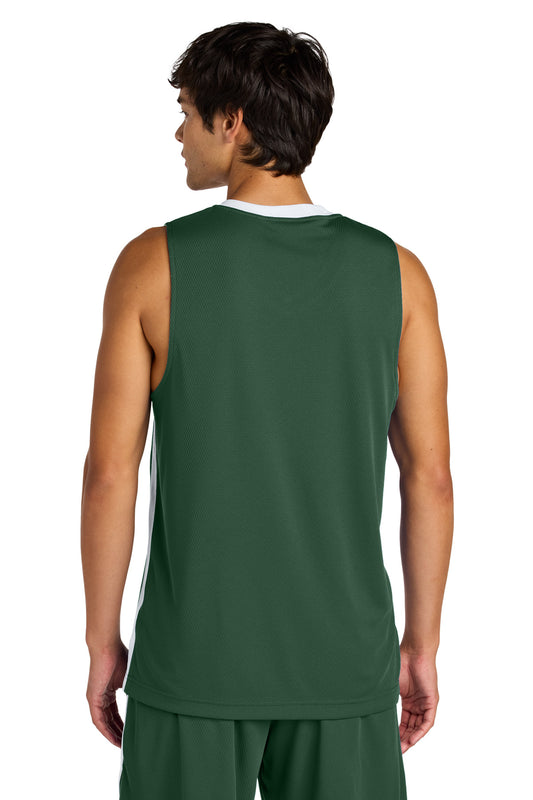 Sport-Tek Rival Basketball Rev Jersey ST900 Forest Green/ White