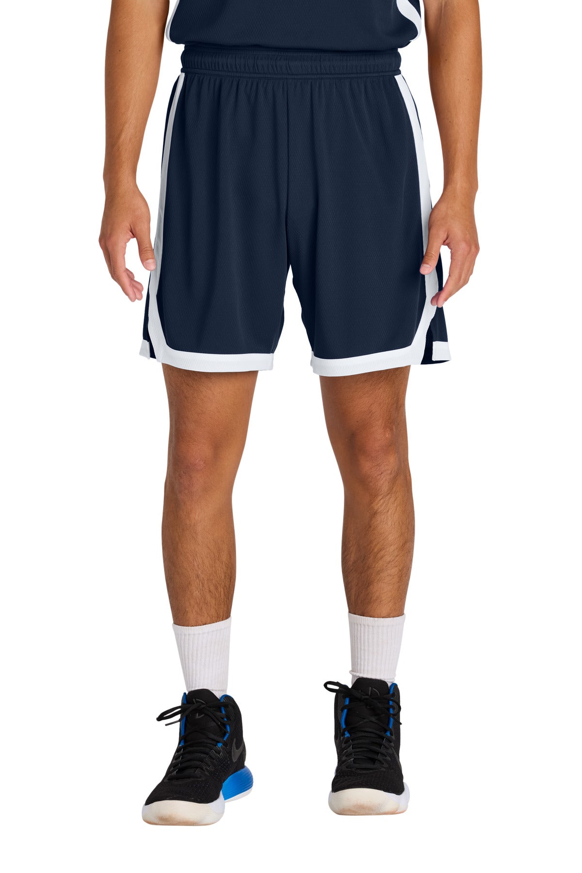 Sport-Tek Rival Basketball 7 Short ST901 True Navy/ White