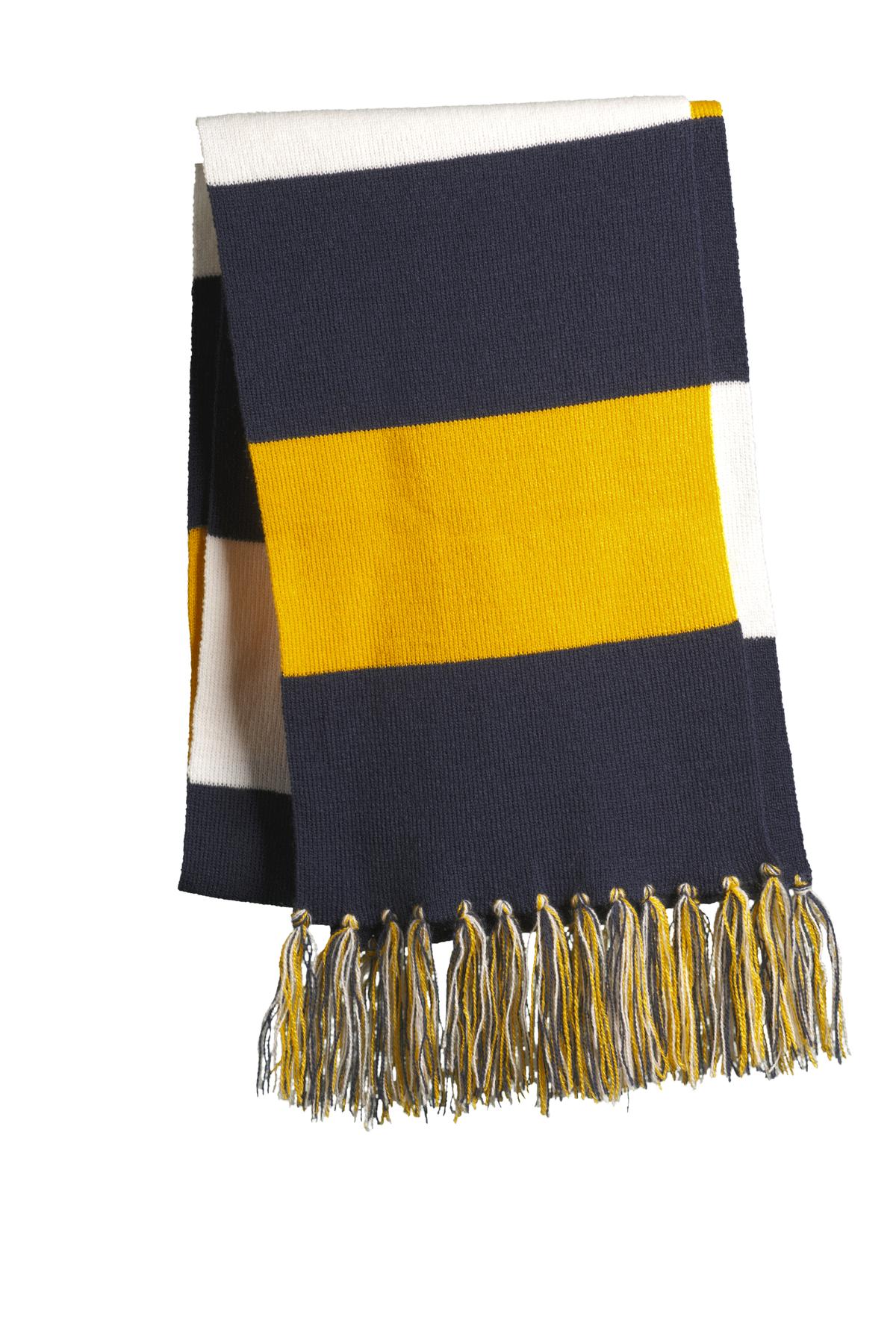 Sport-Tek Spectator Scarf STA02 True Navy/ Gold/ White