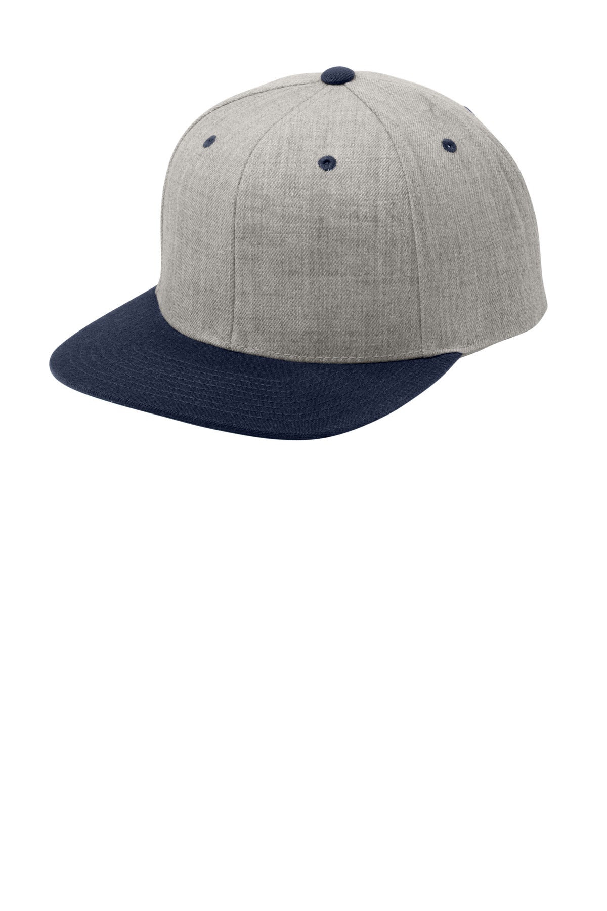 Sport-Tek YP Classics Flat Bill Snapback Cap STC19 Heather Grey/ True Navy
