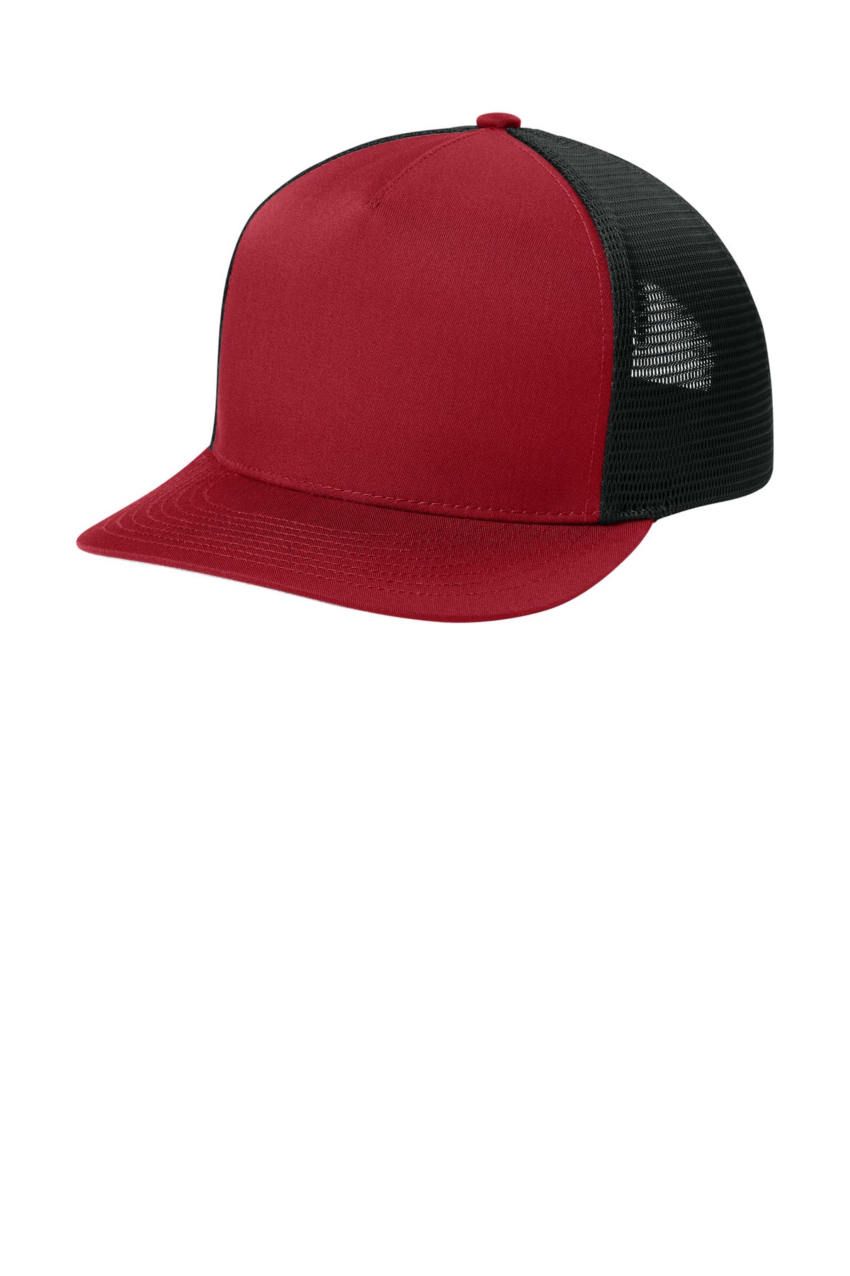 Sport-Tek Stretch-Tek 5-Panel Trucker Cap STC75 Deep Red/ Black