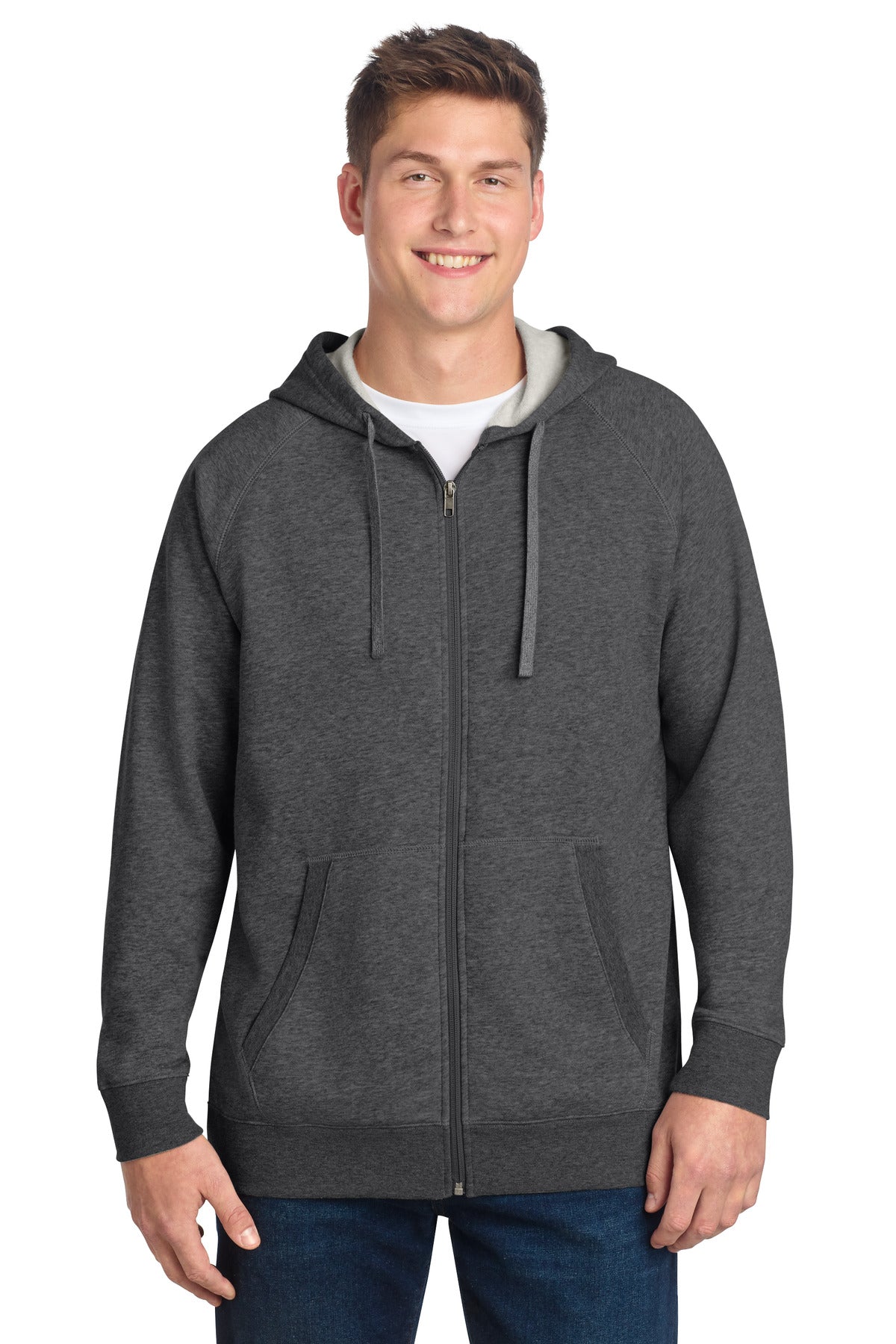 Sport-Tek Drive Fleece Hooded Full-Zip STF201 Graphite Heather