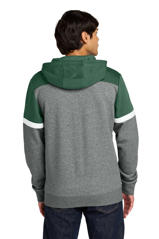 Sport-Tek Drive Fleece Colorblock Hoodie STF205 Forest Green/ Vintage Heather