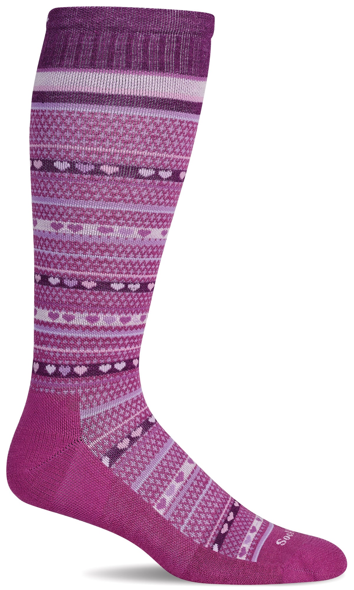Sockwell SW199W Women's Knee High Firm Graduated Compression Socks Heart Link Raspberry