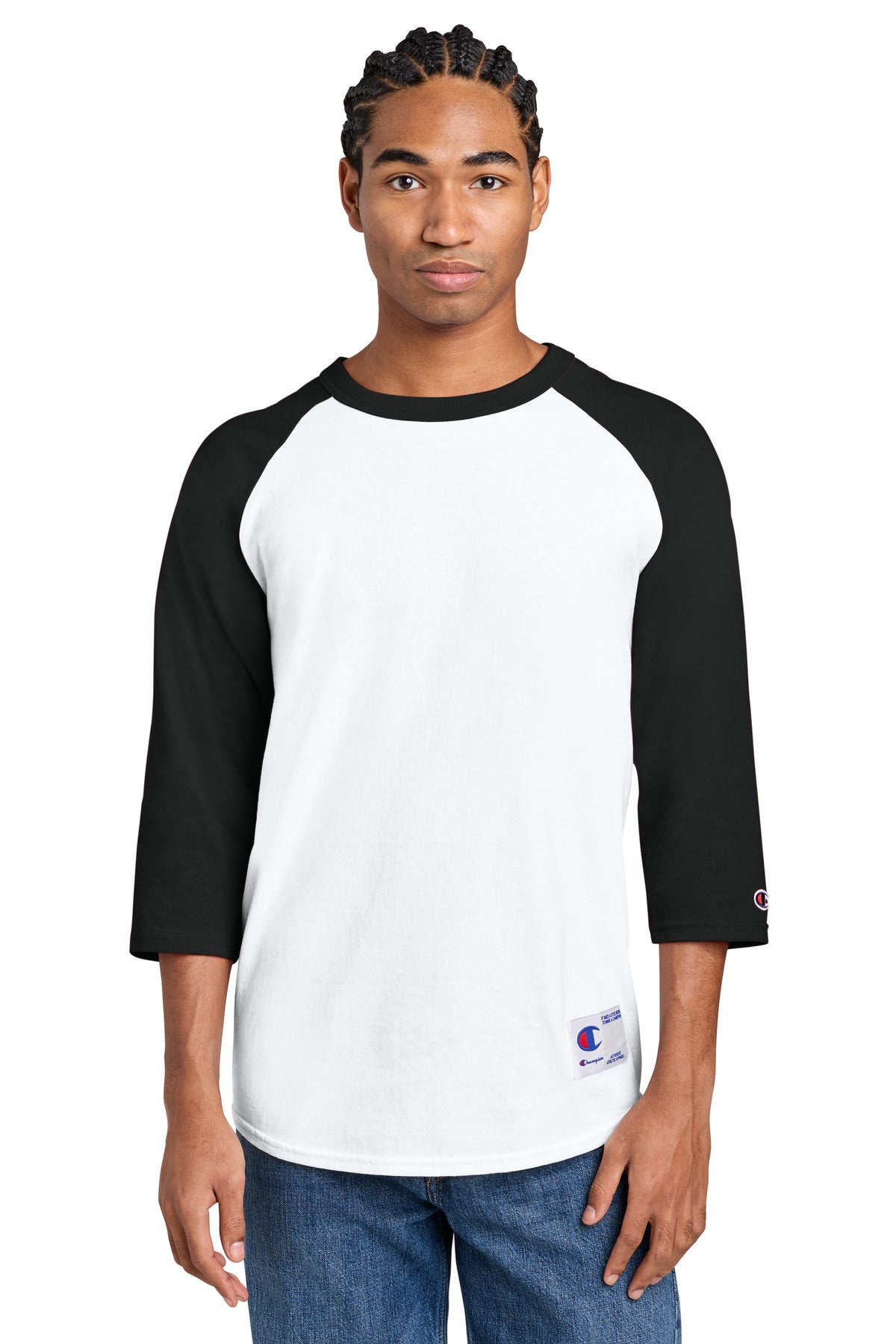 Champion Raglan Baseball Tee T137 White/ Black