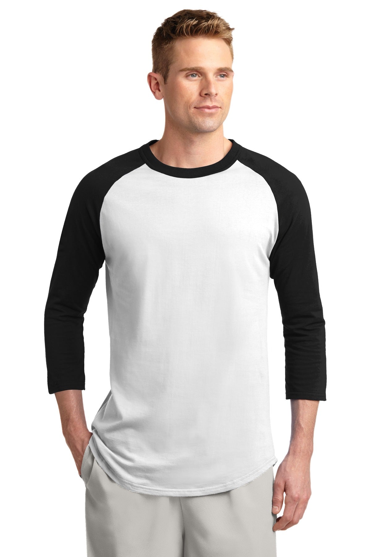 Sport-Tek Colorblock Raglan Jersey. T200 White/ Black