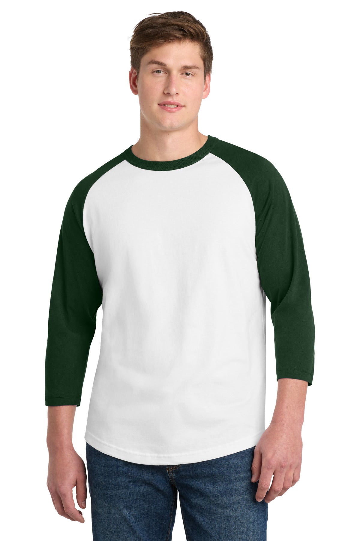 Sport-Tek Colorblock Raglan Jersey T200 White/ Forest