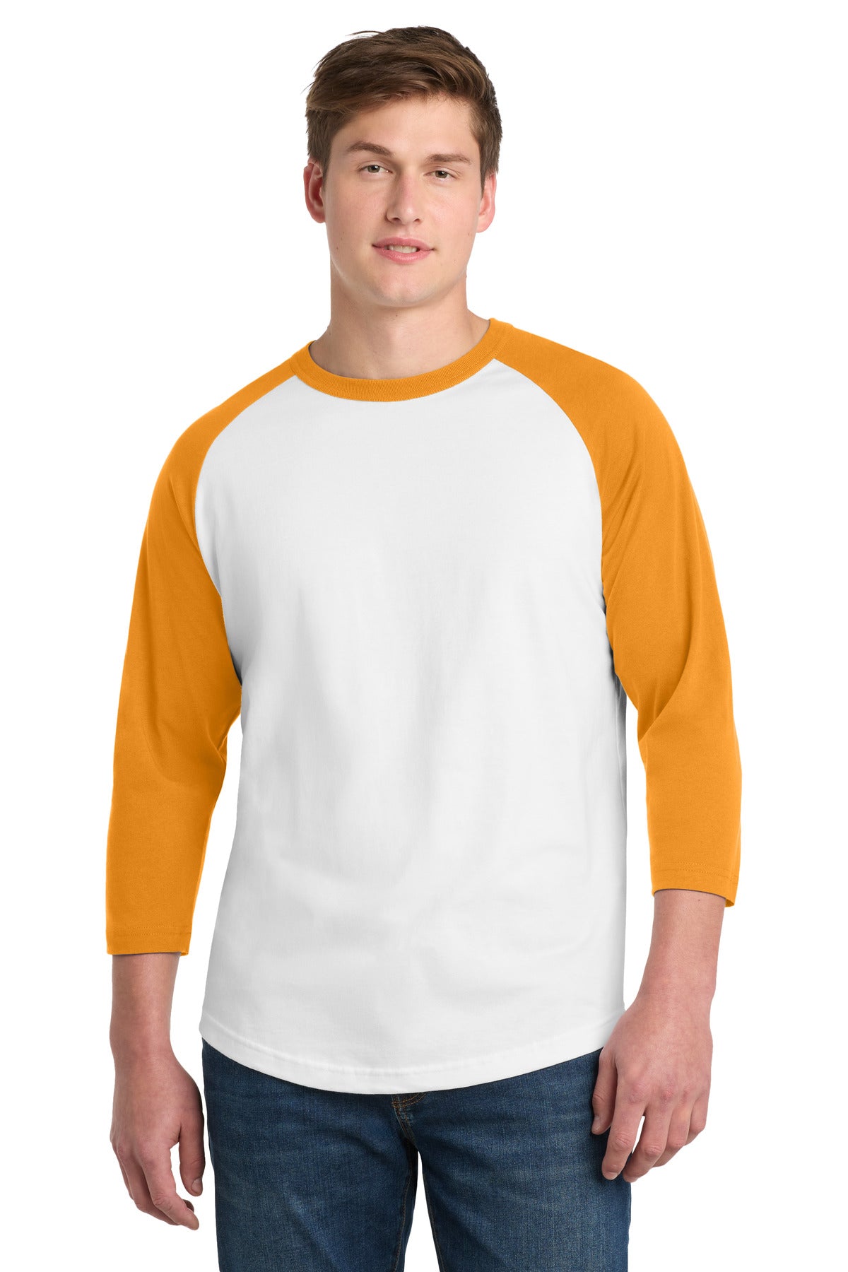 Sport-Tek Colorblock Raglan Jersey T200 White/ Gold