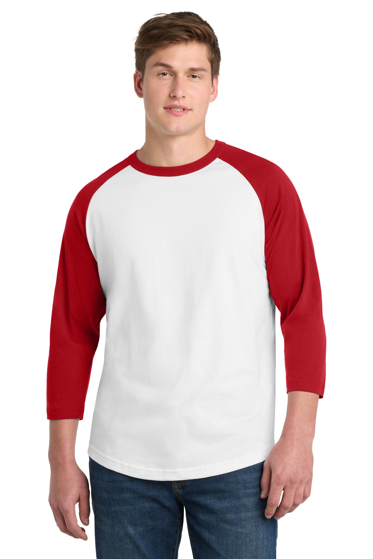 Sport-Tek Colorblock Raglan Jersey T200 White/ Red
