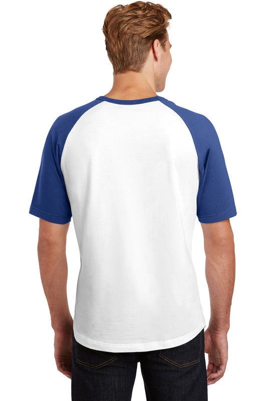 Sport-Tek Short Sleeve Colorblock Raglan Jersey. T201 White/ Royal