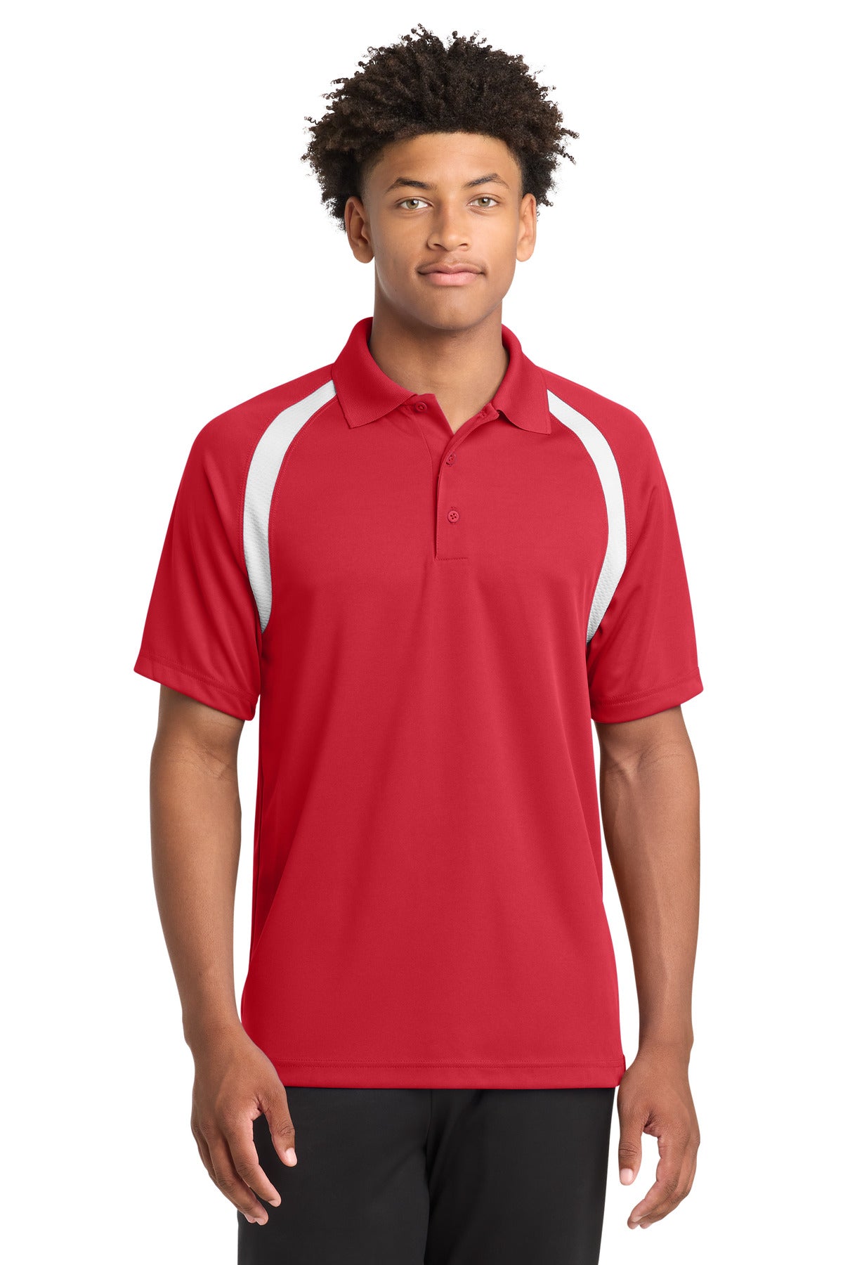 Sport-Tek Dry Zone Colorblock Raglan Polo T476 True Red/ White