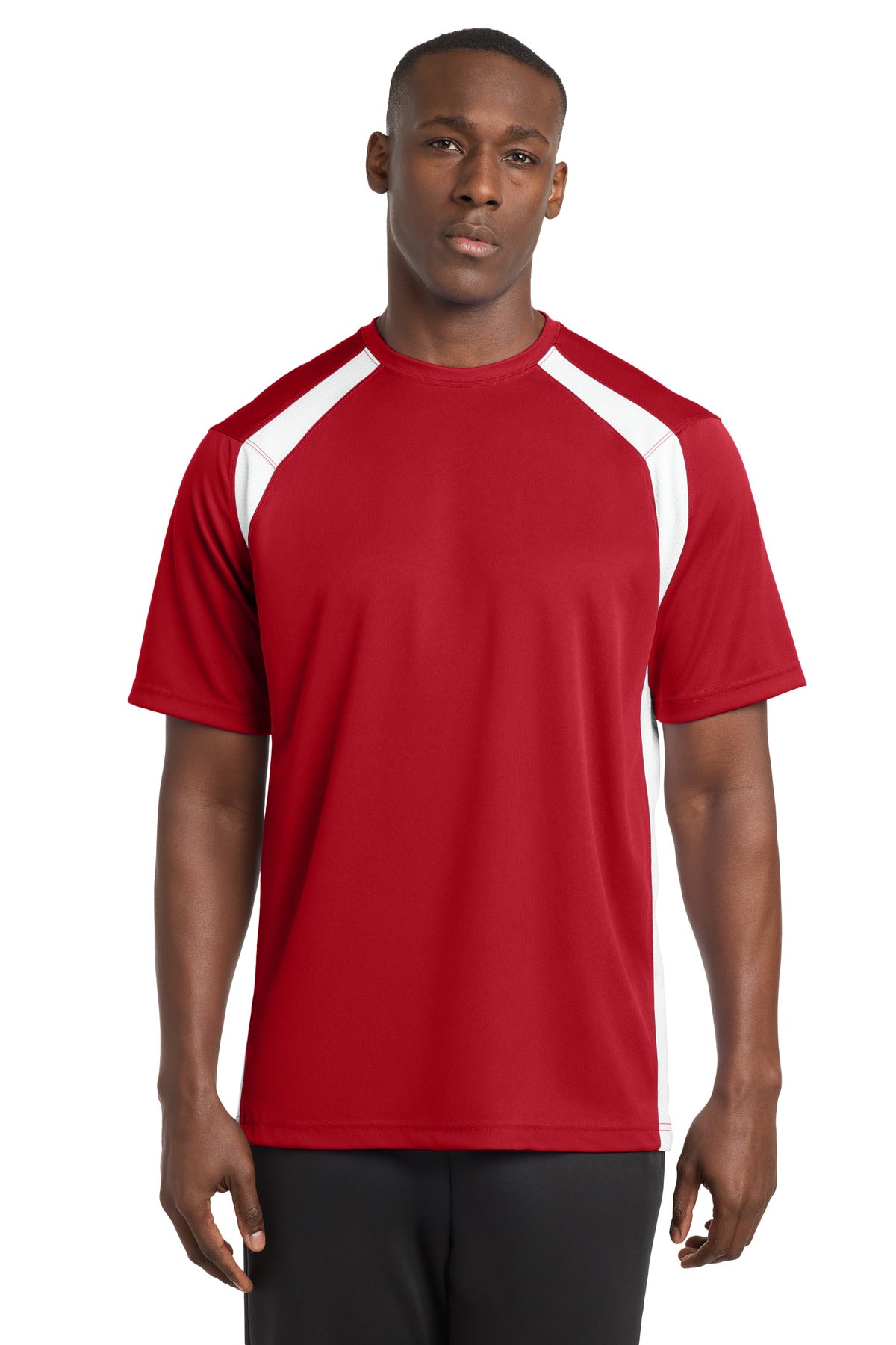 Sport-Tek Dry Zone Colorblock Crew T478 True Red/ White