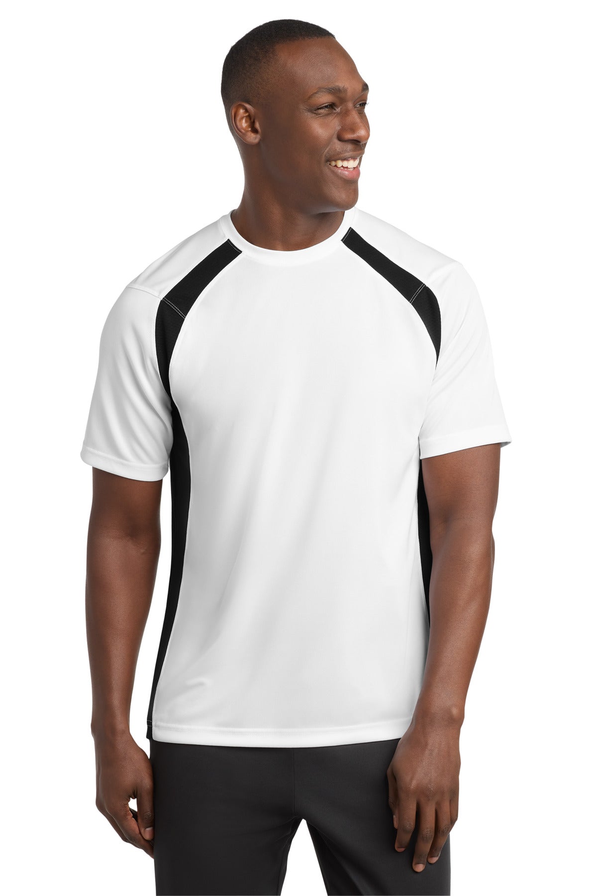Sport-Tek Dry Zone Colorblock Crew T478 White/ Black