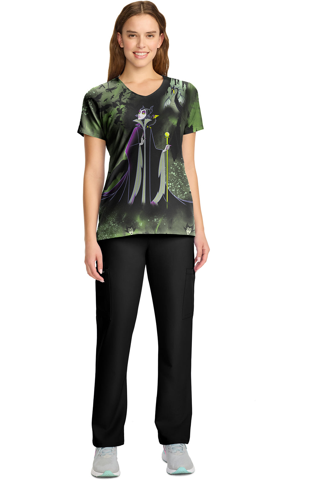 Tooniforms TF626 Print V-Neck Top Dark Clouds