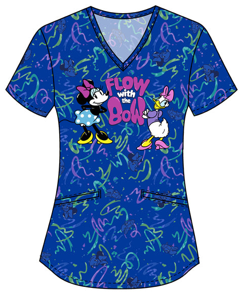 Tooniforms TF737 Print V-Neck Top Flow With The Bow