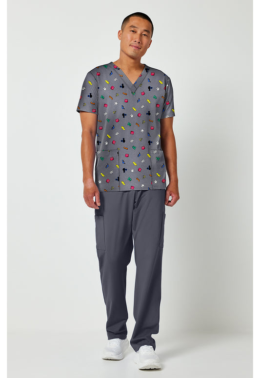 Tooniforms TF788 Men's Print V-Neck Scrub Top Iconic Friendship