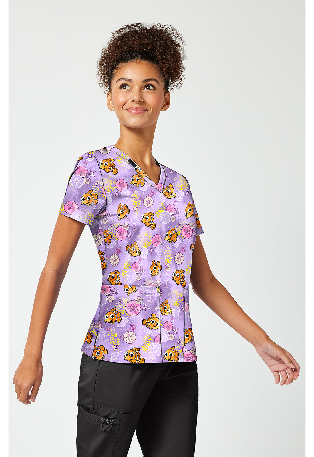 Tooniforms TF796 Women's Print V-Neck Scrub Top Fantastic Nemo