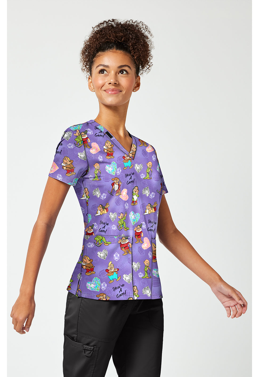 Tooniforms TF796 Women's Print V-Neck Scrub Top My Little Gem