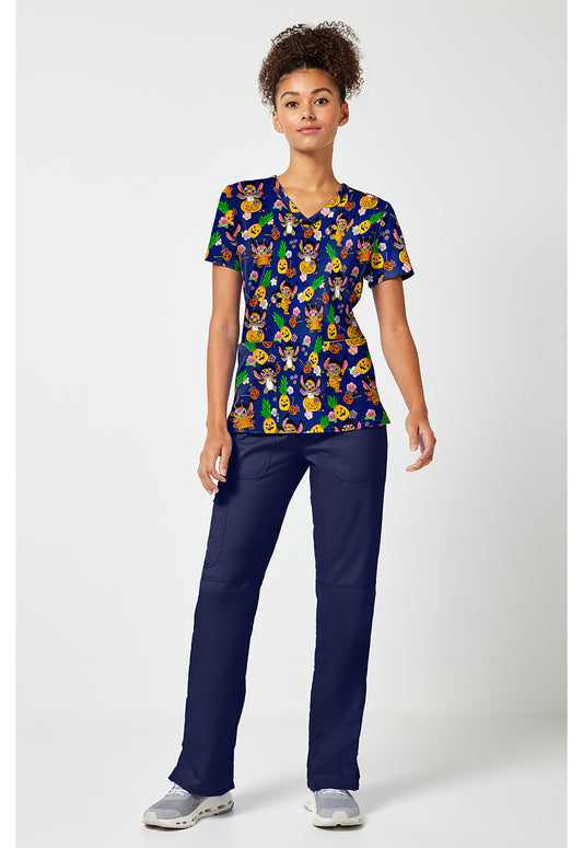 Tooniforms TF796 Women's Print V-Neck Scrub Top Spooky Island