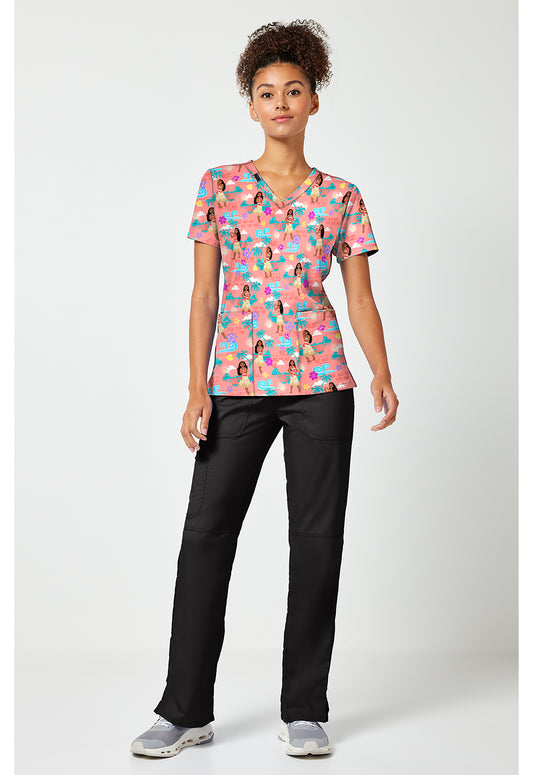 Tooniforms TF796 Women's Print V-Neck Scrub Top The Sea Is Calling