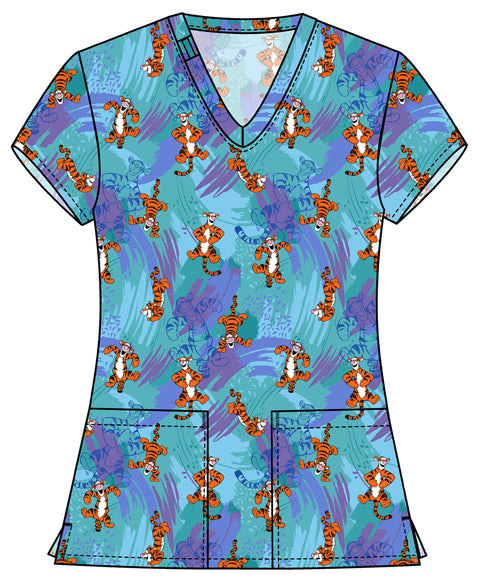 Tooniforms TF796 Print V-Neck Top Bouncy Brush