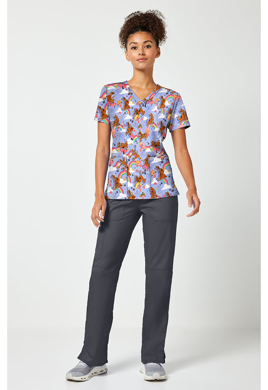 Tooniforms TF796 Women's Print V-Neck Scrub Top I Found A Clue