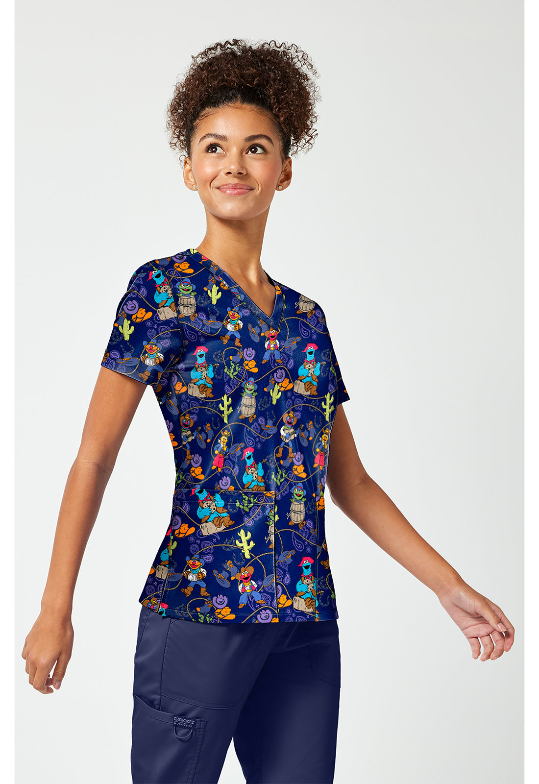 Tooniforms TF796 Women's Print V-Neck Scrub Top Wild And Furry