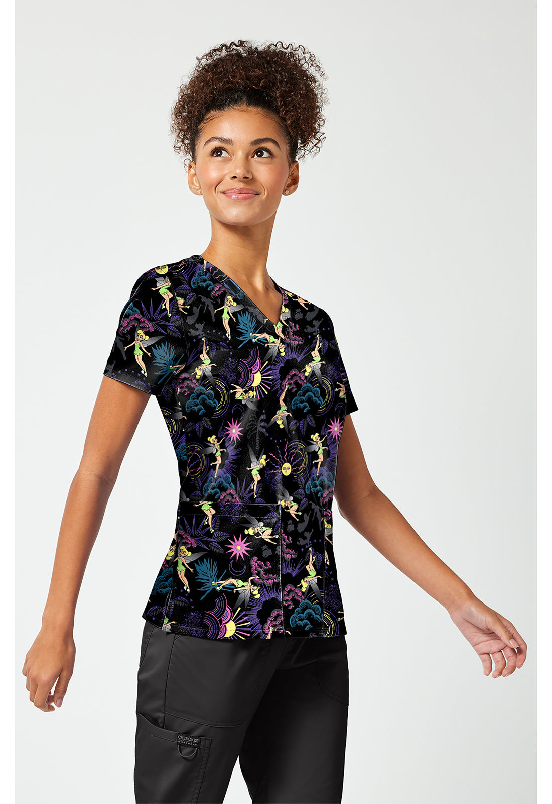 Tooniforms TF796 Women's Print V-Neck Scrub Top Celestial Tropics