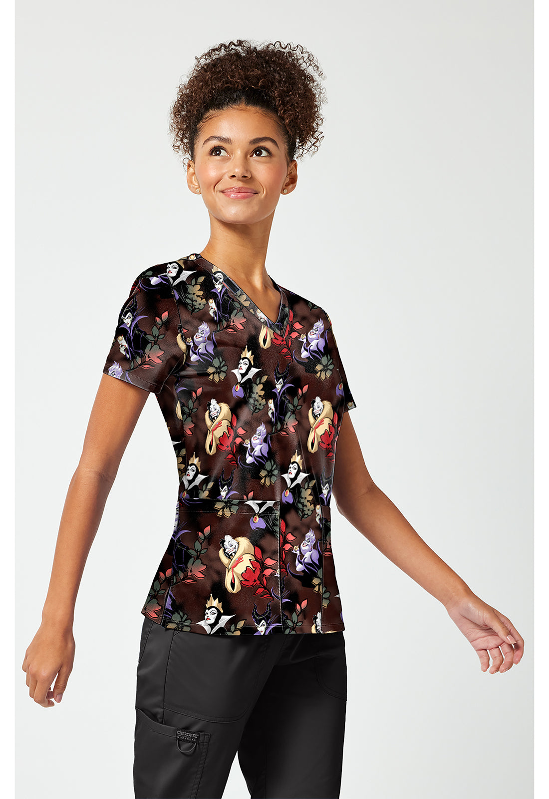 Tooniforms TF796 Women's Print V-Neck Scrub Top Dark Garden