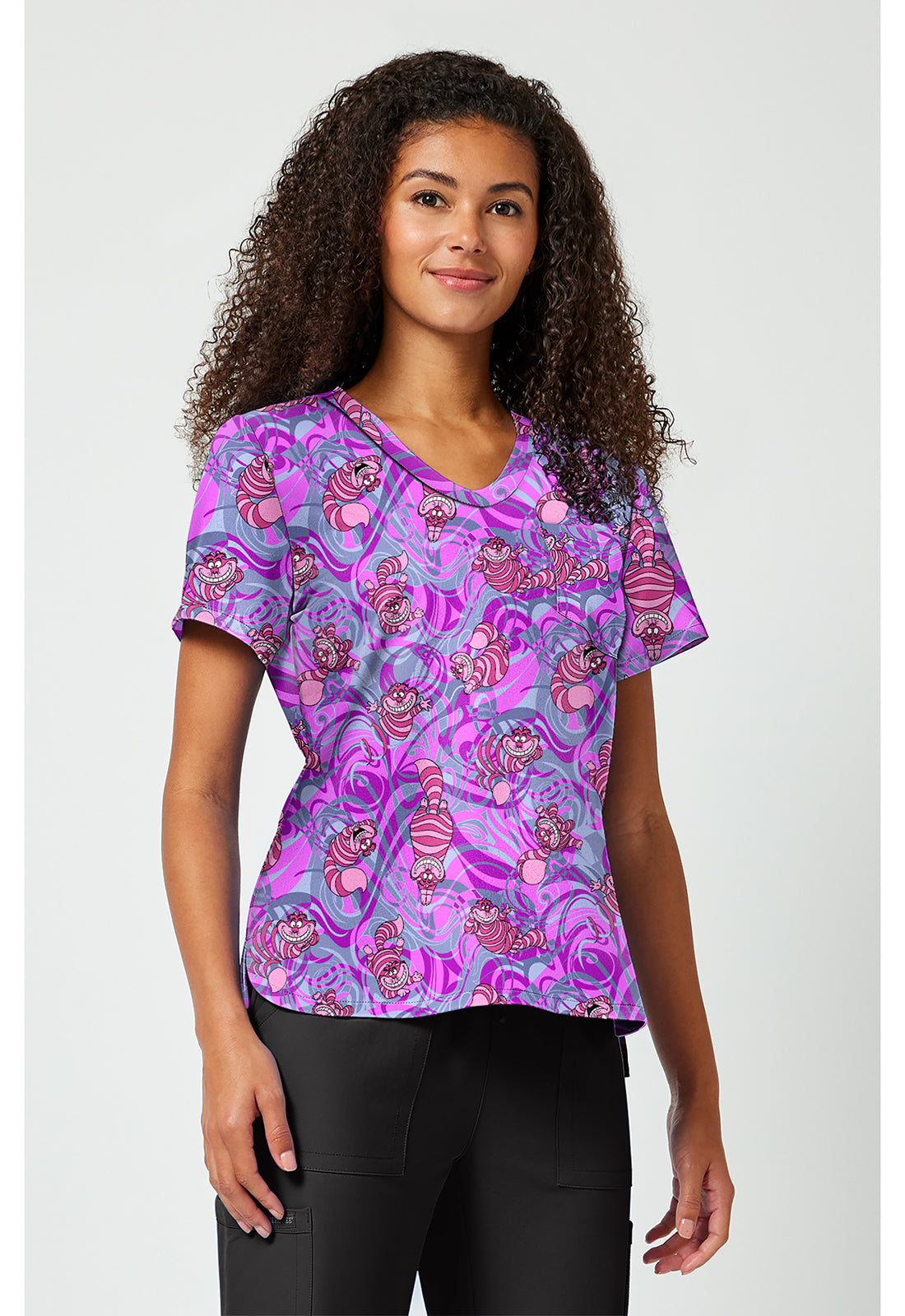 Tooniforms TF797 Women's Print V-Neck Scrub Top Here And Gone Again