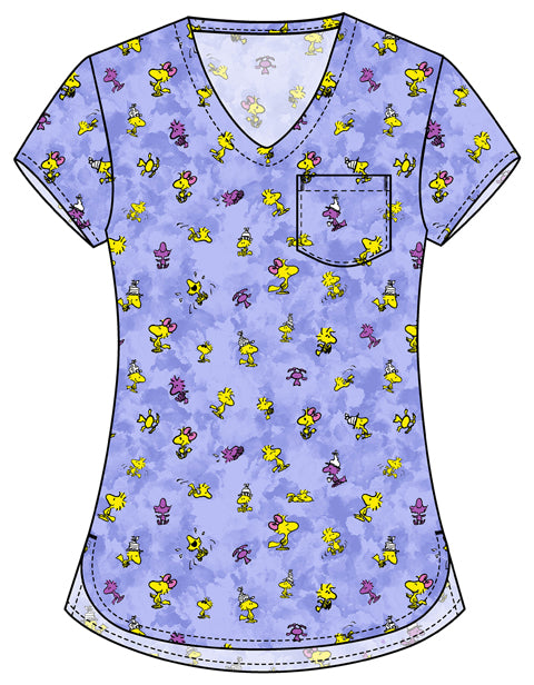 Tooniforms TF797 Print V-Neck Top Woodstock Community