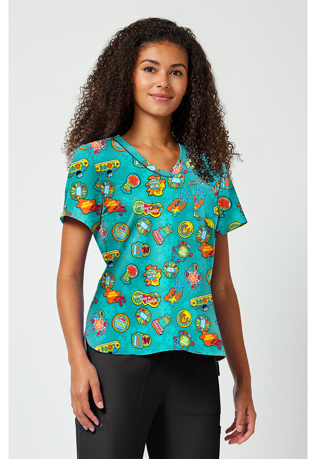 Tooniforms TF797 Women's Print V-Neck Scrub Top Sunshine Vibes
