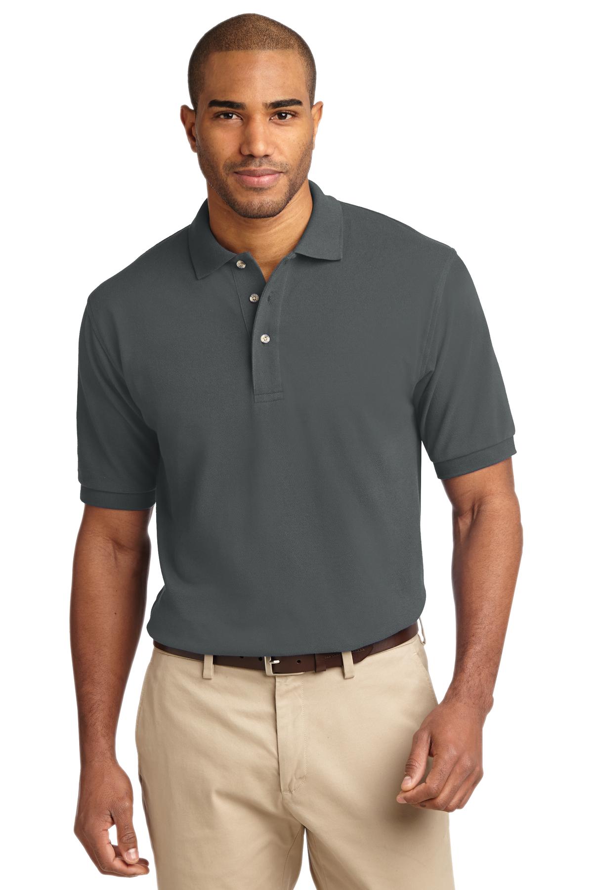 Port Authority Tall Heavyweight Cotton Pique Polo TLK420 Steel Grey