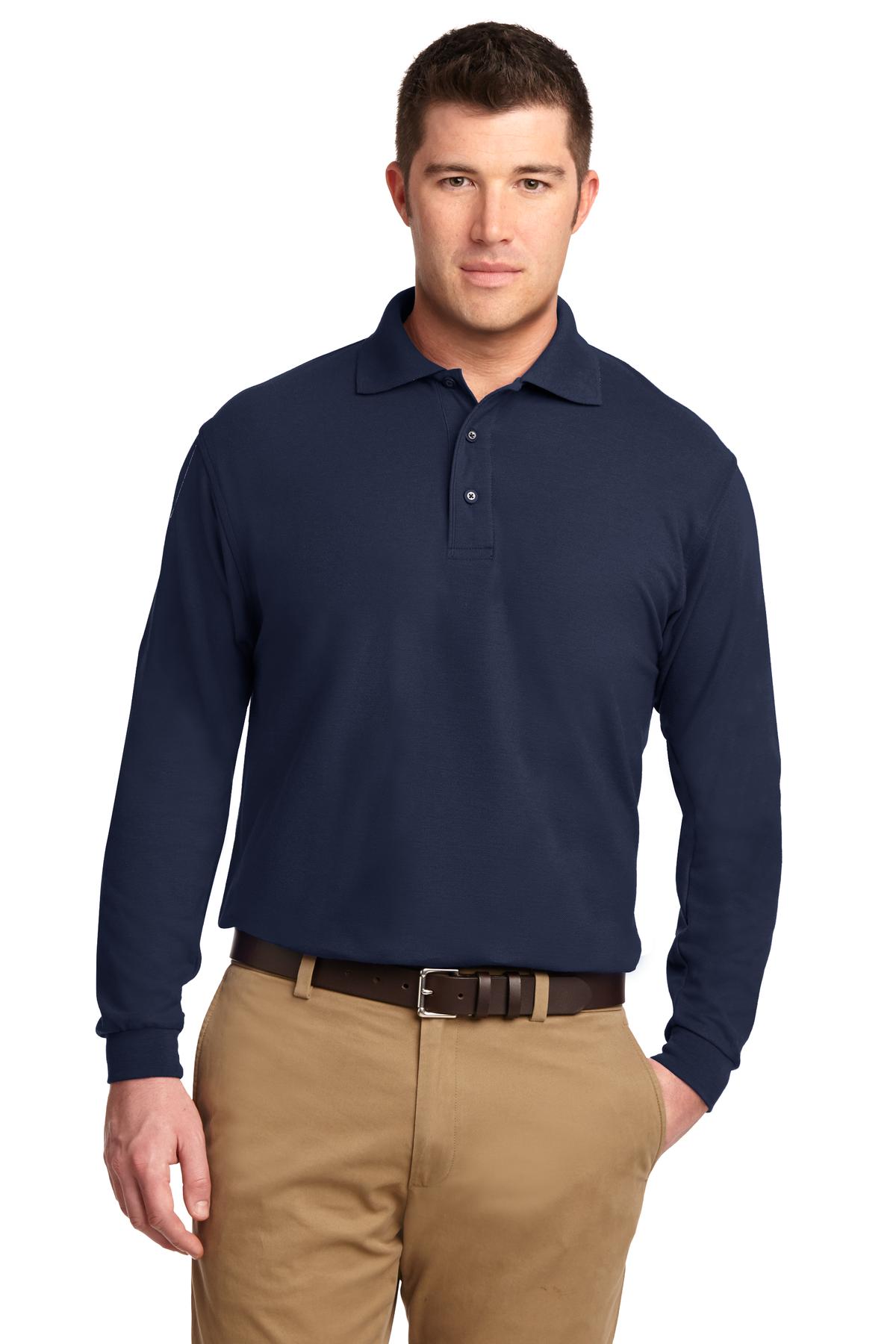 Port Authority Tall Silk Touch Long Sleeve Polo TLK500LS Navy