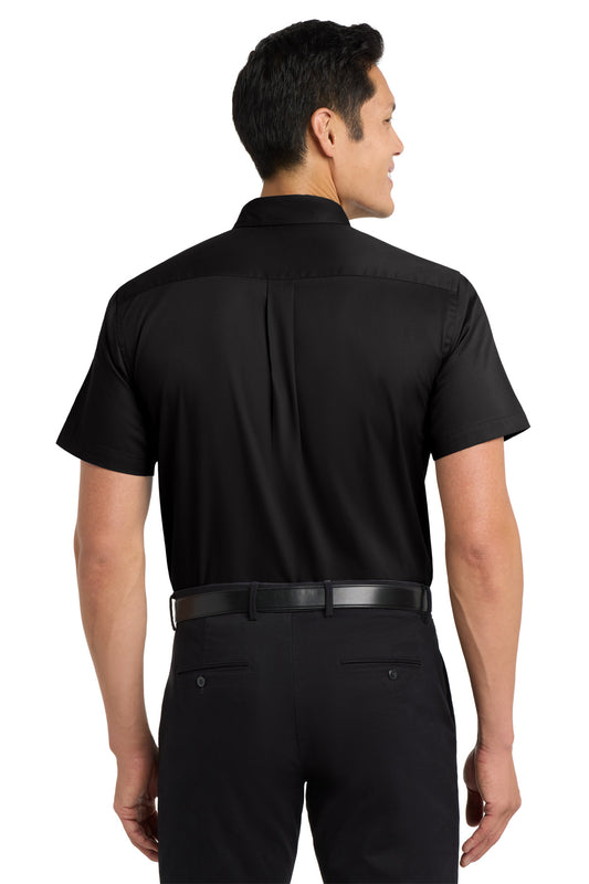 Port Authority Tall Short Sleeve Easy Care Shirt. TLS508 Black/ Light Stone Tall