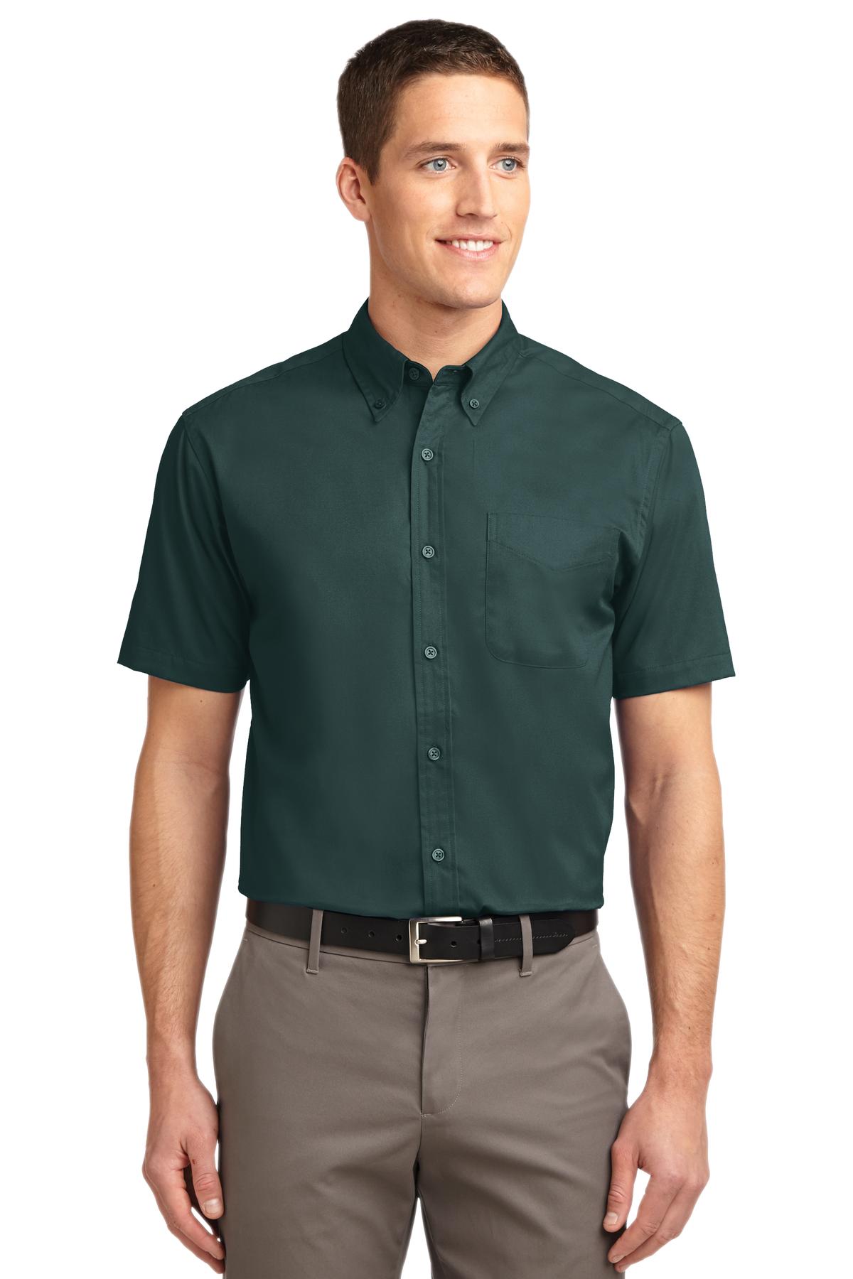 Port Authority Tall Short Sleeve Easy Care Shirt TLS508 Dark Green/ Navy