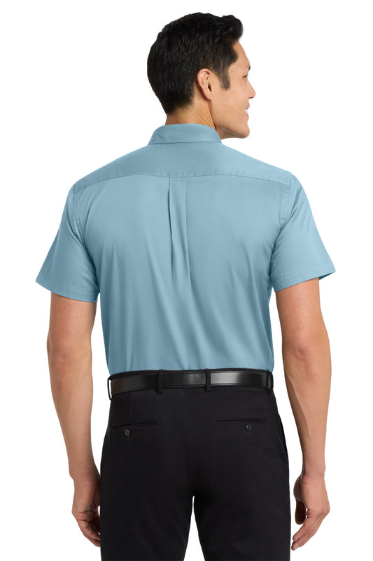 Port Authority Tall Short Sleeve Easy Care Shirt. TLS508 Light Blue/ Light Stone Tall